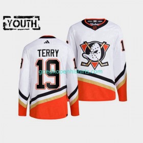 Anaheim Ducks Troy Terry 19 Adidas 2022-2023 Reverse Retro Wit Authentic Shirt - Kinderen